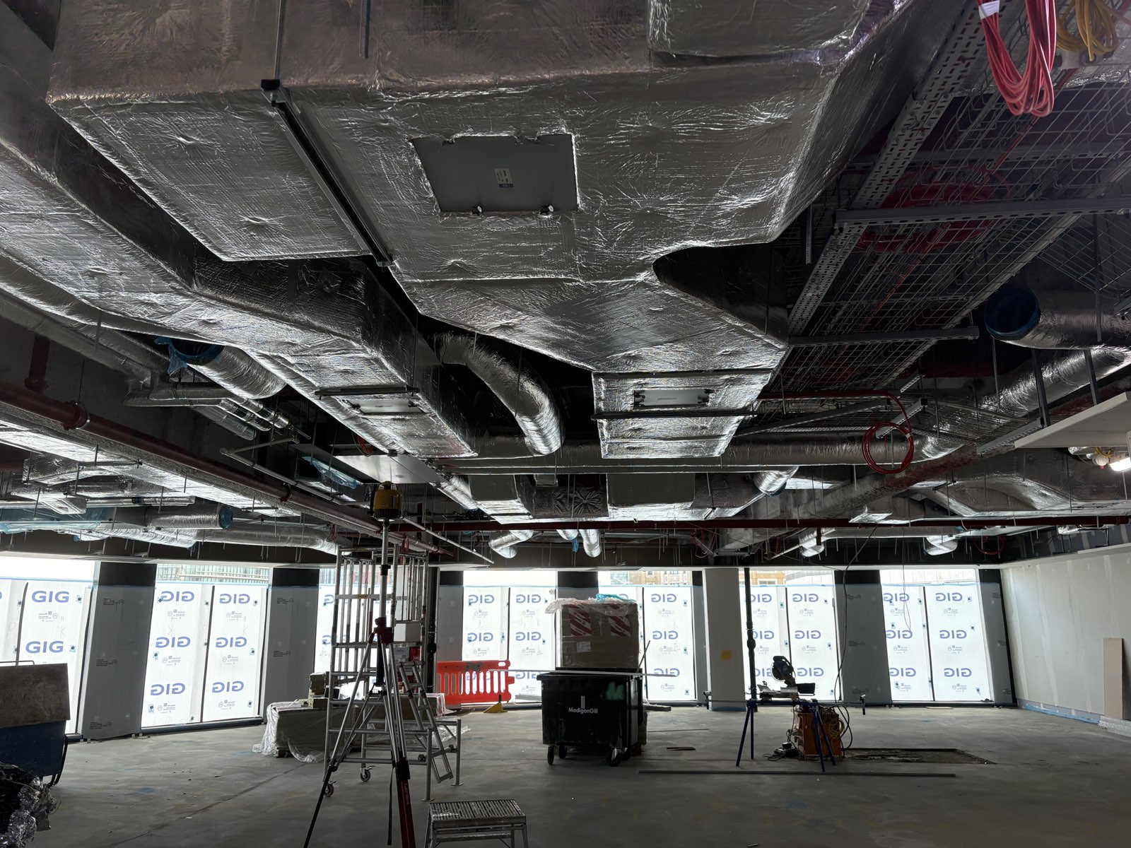 Commercial insulated pipework installed by Alpha Thermal